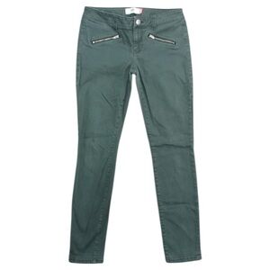 CAbi Style #3388 Size 2 Hunter Green Moto Zipper Skinny Jeans